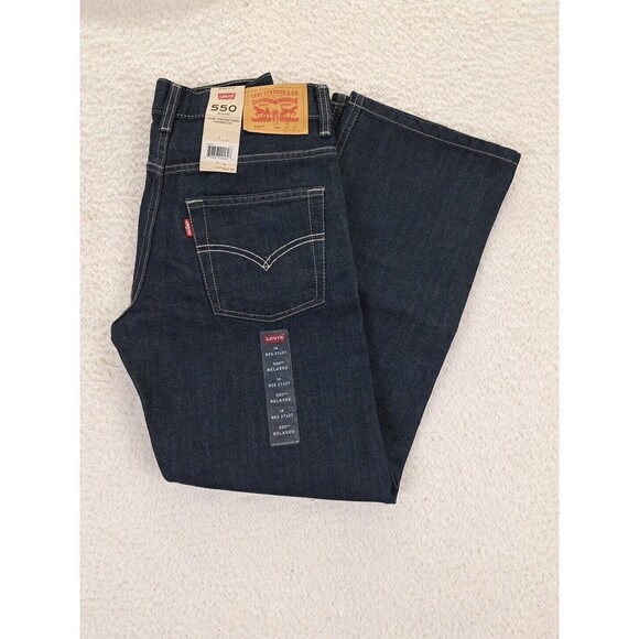 Levis 550 Jeans Boys Size 14 Regular Straight Leg Relaxed Adjustable Waist Blue - Picture 1 of 12